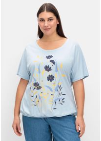 Große Größen Jerseyshirt mit Blumen-Frontprint Gr. 46 blau geblümt von sheego für Damen