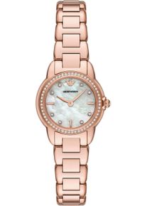 Emporio Armani Damen Quarzuhrroségoldfarben, Armbanduhren, Armbanduhr, Damenuhr, Edelstahlarmband, analog, Glassteine