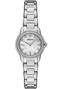 Emporio Armani Damen Quarzuhredelstahlfarben, Armbanduhren, Armbanduhr, Damenuhr, Edelstahlarmband, analog, Glassteine