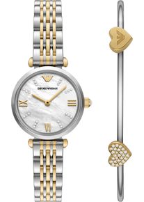 Emporio Armani Damen Quarzuhredelstahlfarben, gelbgoldfarben, Armbanduhren, Armbanduhr, Damenuhr, Edelstahlarmband, Ideal auch als Geschenk