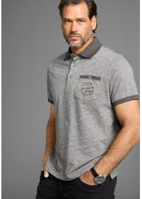 MAN'S WORLD Poloshirt MAN'S WORLD, Herren, Gr. 4XL (68/70), schwarz (anthra melange), Single Jersey, Obermaterial: 100% Baumwolle, casual, regular fit, Rundhals, Kurzarm Rippbündchen kontrastfarben, Shirts, Kurzarm, Regular Fit, melierte Struktur, Rundhalsausschnitt