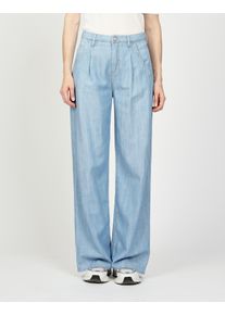 Gang Damen Weite Jeans "94SILVIA WIDE"middle blu, casual, Gr. 27, Denim/Jeans, Obermaterial: 100% Baumwolle, Jeans, mit Bundfalten vorn