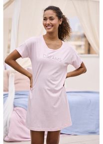s.Oliver Sleepshirt pink Gr. 40/42 für Damen. Rundhals und Print. Basic. Nachhaltig.