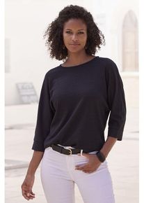Vivance 3/4-Arm-Shirt 'aus bügelfreier Crêpe-Qualität' schwarz Gr. 40/42 für Damen. Mit Rundhals. Lässig Geschnitten. Nachhaltig.