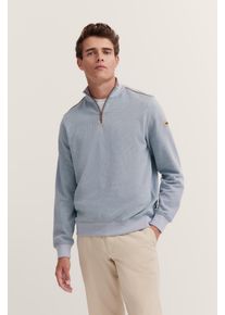 Troyer Bugatti, Herren, Gr. 4XL, blau (320, hellblau), 65% Baumwolle, 35% Polyester, unifarben, normal, ohne Ausschnitt, Rippb&uuml;ndchen, Pullover Troyer, mit Stehkragen & Rei&szlig;verschluss