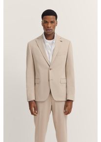 Anzugsakko Bugatti, Herren, Gr. 56, 30, beige, 66% Polyester, 21% Viskose, 10% Polyamid, 3% Elasthan, unifarben, normal, Manschette, Sakkos Anzugsakko, mit Stretchfunktion