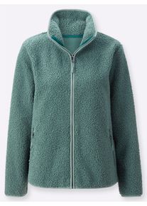 sheego Gro&szlig;e Gr&ouml;&szlig;en Fleecejacke mit Rei&szlig;verschluss-Taschen, jade, Gr&ouml;&szlig;e 48 - Damen