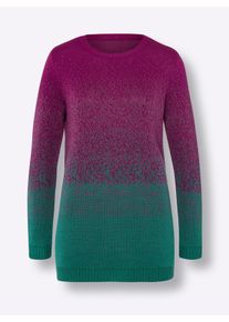 sheego Große Größen Longpullover mit Farbverlauf, magenta-smaragd-gemustert, Größe 50 - Damen