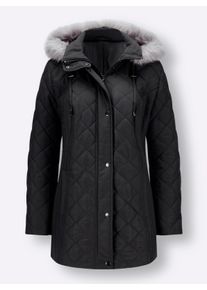 sheego Gro&szlig;e Gr&ouml;&szlig;en Steppjacke mit abnehmbarer Kapuze, schwarz, Gr&ouml;&szlig;e 38 - Damen