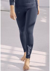BENCH. LOUNGEWEAR Leggings blau Gr. 32/34 für Damen. Mit Logoschriftzug. Nachhaltig.