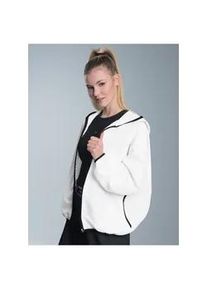 Sweatjacke TRIGEMA ""TRIGEMA Dünne Kapuzenjacke mit praktischen Taschen"", Damen, Gr. M, weiß, 50% Baumwolle, 50% Polyamid, modisch, Sweatjacken