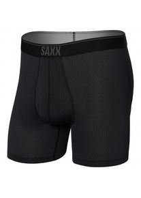 SAXX Quest Quick Dry Mesh Boxer Brief Fly Kunstfaserunterwäsche Herren (Gr XS |schwarz)