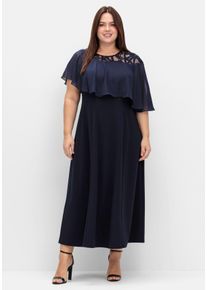 Große Größen Abendkleid mit Cape aus Spitze, in Midilänge Gr. 58 blau von sheego für Damen