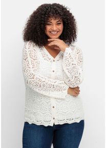 sheego by Joe Browns Große Größen Strickjacke aus transparenter Häkelspitze Gr. 40/42 weiß von sheego für Damen