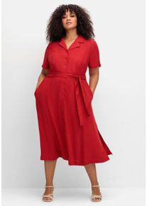 sheego by Joe Browns Große Größen Blusenkleid mit Reverskragen und Bindegürtel Gr. 40 rot von sheego für Damen