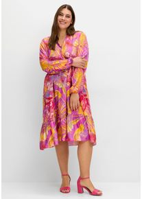 sheego loves miss goodlife Große Größen Kurzes Kaskadenkleid mit Alloverdruck Gr. 48 pink bedruckt von sheego für Damen