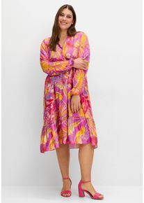 sheego loves miss goodlife Große Größen Kurzes Kaskadenkleid mit Alloverdruck Gr. 48 pink bedruckt von sheego für Damen