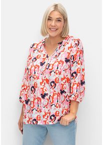 Große Größen Tunika im Doppelpack, uni und gemustert Gr. 44 tiefblau/pink gemustert von sheego für Damen