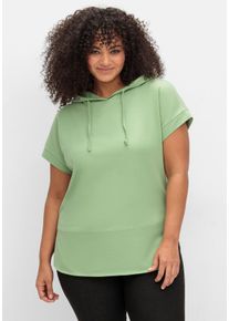 Große Größen Kapuzensweatshirt mit kurzen Ärmeln Gr. 54 grün von sheego für Damen