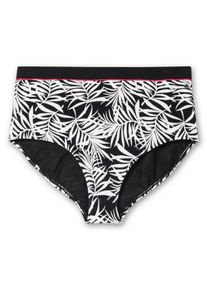 Große Größen Hohe Bikinihose mit Blätterprint und Shaping-Effekt Gr. 54 schwarz von sheego für Damen