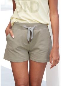 ELBSAND Sweatshorts 'Melros' beige Gr. XL (42) für Damen. Mit Logodruck. Figurumspielend. Nachhaltig.