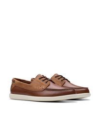 Clarks Herren Schnürschuh "Bratton Boat", Gr. 44schwarz tan leather, Leder, casual, Schuhe, Bootsschuh, Mokassin, Slip-On Sneaker mit Ziernaht