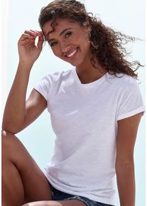 Vivance T-Shirt 'aus weicher Baumwoll-Qualität' weiß Gr. 40/42 für Damen. Mit Rundhals. Bequem. Nachhaltig.