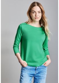 Street One Damen 3/4-Arm-Shirt, grün, casual, Gr. 46, unifarben, Web, 100% Baumwolle, Shirts, mit U-Boot-Ausschnitt