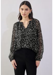 Damen Langarmbluse, schwarz, casual, Gr. 46, STREET ONE STUDIO, bedruckt, Stoff, Obermaterial: 100% Polyester; Futter: 100% Modal, Blusen, mit