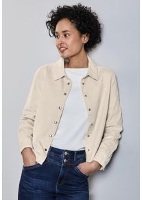 Street One Damen Langarmbluse, beige, casual, Gr. 44, unifarben, Cord, Obermaterial: 100% Baumwolle, Blusen, im kurzen Schnitt