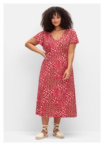 sheego Damen Jerseykleid "Große Größen", lila, feminin, Gr. 50, gemustert, Obermaterial: 95% Viskose, 5% Elasthan, Kleider, in Midilänge, mit