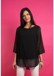 Seidel Moden Damen Langarmbluse, schwarz, casual, Gr. 52, unifarben, Web, Obermaterial: 100% Polyester. Obermaterial 2: 95% Viskose, 5% Elasthan,