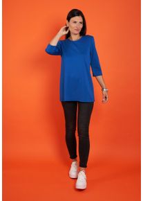 Seidel Moden Damen 3/4-Arm-Shirt, blau, casual, Gr. 46, unifarben, Obermaterial: 50% Polyester, 45% Viskose, 5% Elasthan, Shirts, mit 3/4 Ärmeln,
