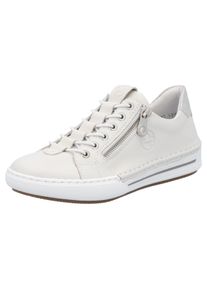 Rieker Damen Slip-On Sneaker, Gr. 36, silber, Leder, Lederimitat, sportlich, Schuhe, Slipper, Schlupfschuh, Halbschuh, Freizeitschuh in schmaler Form