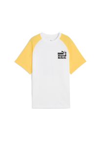 Puma Kinder T-Shirt "MID90S GRAPHIC TEE II B"Puma weiß, sunny gelb, sportlich, Gr. 164, bedruckt, Jersey, Obermaterial: 100% Baumwolle, Shirts
