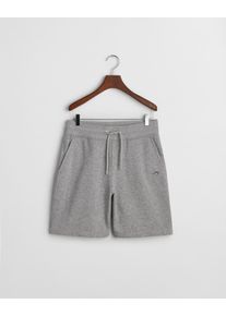 Gant Herren Sweatshorts "REG SHIELD SWEAT SHORTS", grau, casual, Gr. L, Sweatware, Obermaterial: 87% Baumwolle, 13% Polyester, Hosen, mit einer