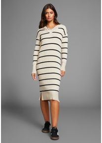 Laura Scott Damen Strickkleid, schwarz, casual, Gr. 42, gestreift, clean, Strick, Obermaterial: 50% Viskose, 26% Polyamid, 24% Polyester, Kleider,