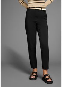 Laura Scott Damen Chinohose, schwarz, feminin, Gr. 36, Web, Obermaterial: 94% Polyester, 6% Elasthan, Hosen, mit passendem Gürtel