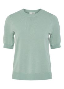 Y.A.S Damen Strickpullover "YASLENA SS KNIT PULLOVER S. NOOS", grün, modisch, Gr. L, unifarben, Strick, Obermaterial: 75% Viskose, 25% Nylon, Pullover