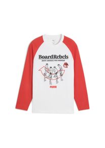 Puma Kinder Langarmshirt "MID90S LONGSLEEVE TEE B", weiß, sportlich, Gr. 152, bedruckt, Jersey, Obermaterial: 100% Baumwolle, Shirts