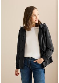 Cecil Damen Windbreaker, schwarz, casual, Gr. S, unifarben, Stoff, Obermaterial: 100% Polyester; Futter: 100% Polyester, Jacken, mit Kapuze mit