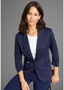 Kangaroos Damen Sweatblazer, blau, casual, Gr. 38, unifarben, Piquu00e9, Obermaterial: 60% Baumwolle, 40% Polyester, Blazer, aus weichem Piqué - NEUE