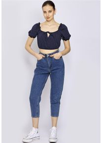 FRESHLIONS Damen Funktionstop "FREDERIKE", schwarz, casual, Gr. M, gepunktet, 100% Polyester, Tops, im angesagten Cropped-Stil