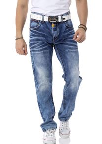 Cipo & Baxx CIPO & BAXX Herren Regular-fit-Jeans, blau, Gr. 32, Abriebeffekte, Denim/Jeans, Obermaterial: 100% Baumwolle, Jeans