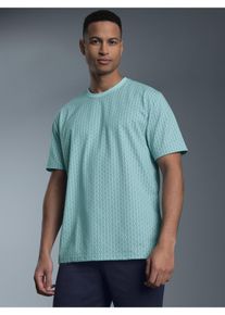 TRIGEMA Herren Schlafanzug "TRIGEMA T-Shirt mit Allover Vintage-Muster", Gr. L, blau, 100% Baumwolle, casual, Homewear-Sets