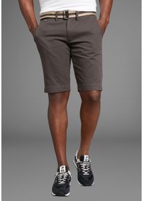 Bruno Banani Herren Chinoshorts, grau, casual, Gr. 32, unifarben, Twill, Obermaterial: 100% Baumwolle, Hosen, inklusive Gürtel