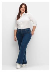 sheego Damen Weite Jeans "Große Größen", blau, casual, Gr. 52, unifarben, Obermaterial: 99% Baumwolle, 1% Elasthan, Jeans, ELLA für kräftige
