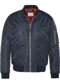 Schott NYC Herren Bomberjacke "AIRFORCERS MA-1", blau, Basic, Gr. S, unifarben mit Farbeinsätzen, Softshell, Obermaterial: 100% Nylon, Jacken,