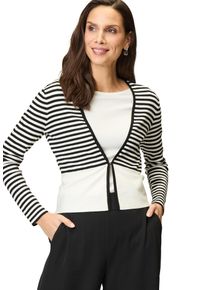 Zero Damen Strickjacke "Zero Strickjacke mit Streifen", beige, casual, Gr. 40, geringelt, Strick, Obermaterial: 67% Viskose, 33% Polyamid.
