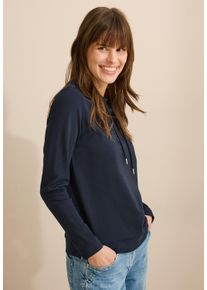 Cecil Damen Langarmshirt, blau, casual, Gr. XXL, bedruckt, Web, 100% Baumwolle, Shirts, mit Kragen